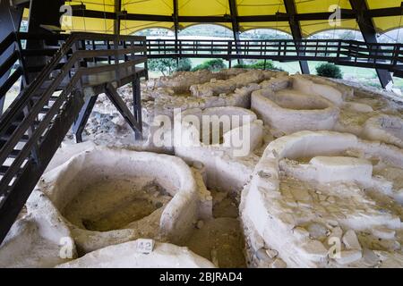 Kalavasos-Tent Archäologische Stätte, eine prähistorische neolithische archäologische Stätte und Wahrzeichen auf der Insel Zypern, Kalavasos Village, Larnaka Stockfoto