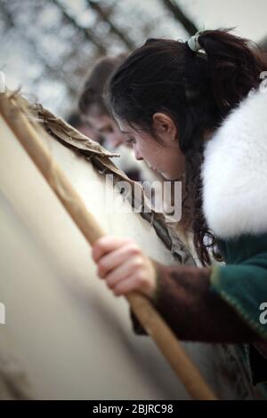 Feier des keltischen Festes von Imbolc @ Freizeitpark Axa Briga - Settimo Rottaro (TO) Italien - Samstag, 9. Februar 2019 Stockfoto