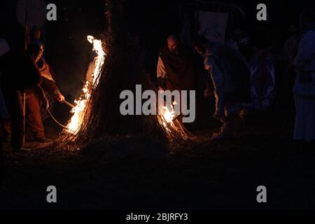 Feier des keltischen Festes von Imbolc @ Freizeitpark Axa Briga - Settimo Rottaro (TO) Italien - Samstag, 9. Februar 2019 Stockfoto