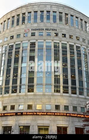 Thomson Reuters Building in Canary Wharf, East London, Großbritannien Stockfoto