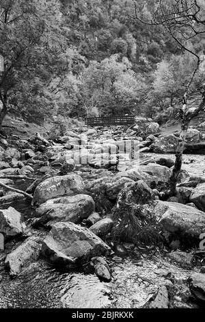 Afon Goch (der rote Fluss) im Aber Valley, North Wales, Großbritannien Stockfoto