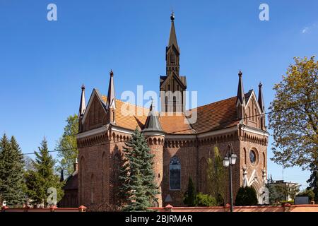 Konin / Polen - die Kirche des heiligen Andreas, gotische Architektur. Stockfoto