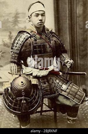 Samurai auf vintage Fotografie aus 19 centuary Stockfoto