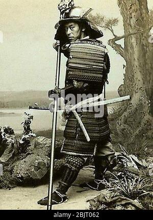 Samurai auf vintage Fotografie aus 19 centuary Stockfoto