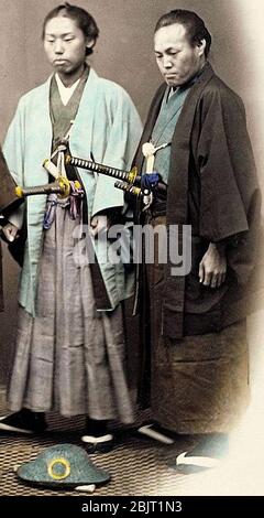 Samurai auf vintage Fotografie aus 19 centuary Stockfoto