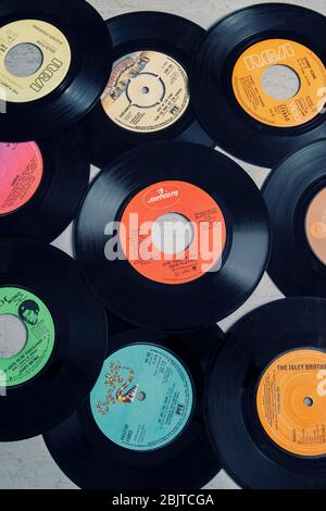 Eine Sammlung von Funk und Soul-Musik Schallplatten (Singles) aus den 1970er Jahren Stockfoto