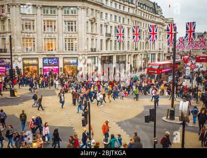 London - Oxford Street, Wahrzeichen Straße und berühmte Einzelhandelsziel Stockfoto