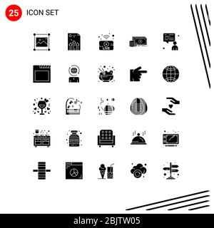 Modernes Set von 25 Solid Glyphen und Symbole wie Geld, Investition, Grafik, Finanzen, Live editierbare Vektor-Design-Elemente Stock Vektor