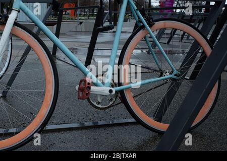 Bunt bemalte Fahrrad Details Stockfoto