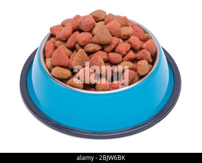 Full Dog Food in Schale isoliert auf Weiß. Stockfoto