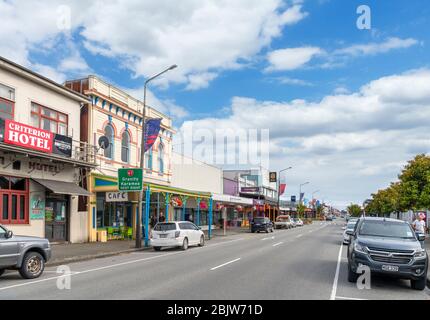 Palmerston Street, die Hauptstraße in der historischen Innenstadt von Westport, Westküste, Südinsel, Neuseeland Stockfoto