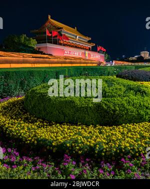 Der Tiananmen, Tor des himmlischen Friedens, Eingang zum Palastmuseum (Verbotene Stadt) in Peking, China Stockfoto