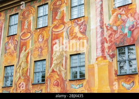 Fassadendetail des historischen Rathauses in Bamberg, Bayern, Deutschland Stockfoto