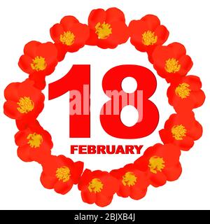 Symbol am 18. Februar. Für die Planung eines wichtigen Tages. Banner für Feiertage. Icon für den 18. Februar. Abbildung. Stockfoto