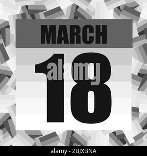 Symbol für den 18. März. Für die Planung eines wichtigen Tages. Banner für Feiertage und besondere Tage. März. Stockfoto