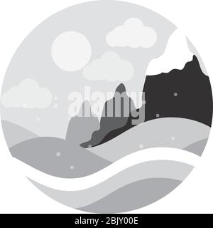 Landschaft Natur Hügel Berg Schnee fallen Winter Vektor Illustration flach Stil Symbol Stock Vektor
