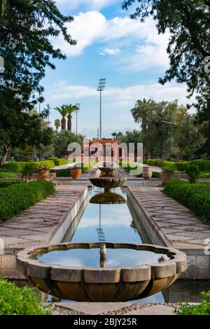 Wasserbrunnen im Parc El Harti in Marrakesch Marokko Stockfoto