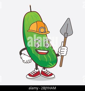 Eine Illustration von Cucumber Cartoon Maskottchen Charakter als coole Bergmann Stockfoto