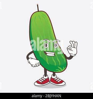 Eine Illustration von Cucumber Cartoon Maskottchen Charakter mit Aufruf Geste Stockfoto