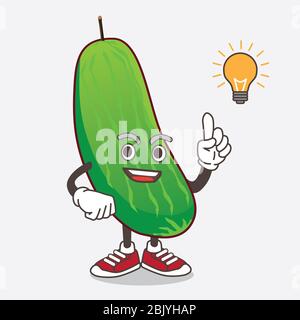 Eine Illustration von Cucumber Cartoon Maskottchen Charakter eine Idee zu bekommen Stockfoto