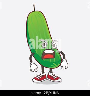 Eine Illustration von Cucumber Cartoon Maskottchen Charakter mit wütenden Gesicht Stockfoto