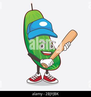 Eine Illustration von Cucumber Cartoon Maskottchen Figur spielen Baseball Stockfoto