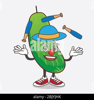 Eine Illustration von Cucumber Cartoon Maskottchen Charakter spielen Jonglieren Stockfoto