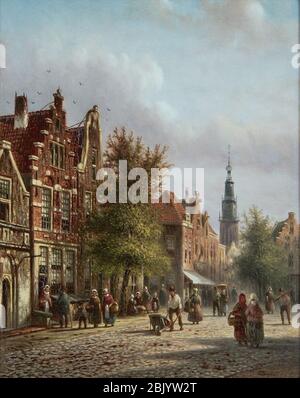 Hollands stadsgezicht, Tür Johannes Franciscus Spohler. Stockfoto