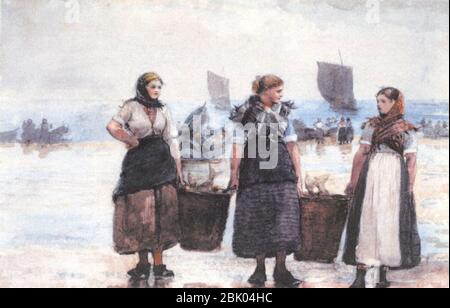 Homer, Winslow - 'Fisherwomen, Cullercoats', 1881, Graphit & Aquarell auf Papier. Stockfoto