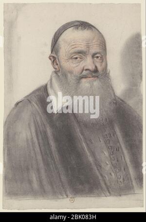 Homme âgé à longue barbe, portant une calotte, vu presque de face (Nicolas Lagneau). Stockfoto