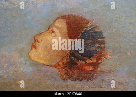 Hommage a Goya, von Odilon Redon, Ansicht 2, c. 1885, Öl auf Karton, auf Leinwand montiert Stockfoto