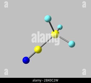 Acetonitril ist die chemische Verbindung mit der Formel CH3CN. Es wird hauptsächlich als Nebenprodukt der Acrylnitrilherstellung hergestellt. Es wird als Polar verwendet Stockfoto