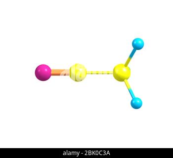 Acetonitril ist die chemische Verbindung mit der Formel CH3CN. Es wird hauptsächlich als Nebenprodukt der Acrylnitrilherstellung hergestellt. Es wird als Polar verwendet Stockfoto