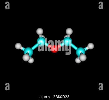 Diethylether (Ethoxyethan, Ethylether, Schwefelether oder Äther) ist eine organische Verbindung Stockfoto