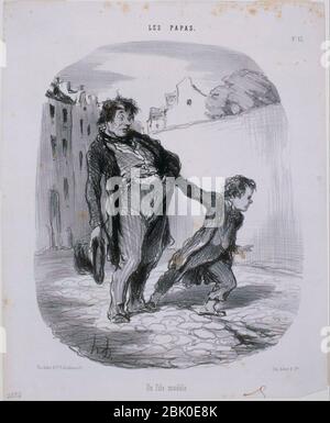 Honoré Daumier - Les Papas- UN fils modèle Stockfoto