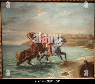 Pferde, die aus dem Meer kommen, Ferdinand-Victor-Eugene Delacroix, 1860 Stockfoto