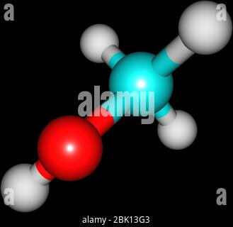 Methanol ist der einfachste Alkohol und eine leichte, flüchtige, farblose Flüssigkeit mit einem ausgeprägten Geruch, der dem von Ethanol sehr ähnlich ist. Stockfoto