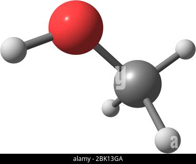 Methanol ist der einfachste Alkohol und eine leichte, flüchtige, farblose Flüssigkeit mit einem ausgeprägten Geruch, der dem von Ethanol sehr ähnlich ist. Stockfoto