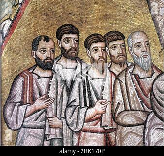 Hosios Loukas (narthex) - Südwand (zweifelndes Thomas) 04 Detail. Stockfoto