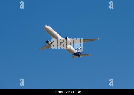 FRANKFURT, DEUTSCHLAND 11.08.2019 Lufthansa AIRLINES Airbus D-AIKI A330-343 starten ihren Start am fraport-flughafen in Frankfurt. Stockfoto