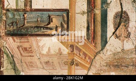 Haus des Fürsten von Neapel in Pompeji Platte 164 Exedra Südwand Detail MH. Stockfoto