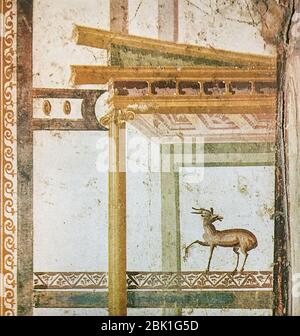 Haus des Fürsten von Neapel Pompeji Platte 167 Exedra Ostmauer Nahaufnahme MH. Stockfoto