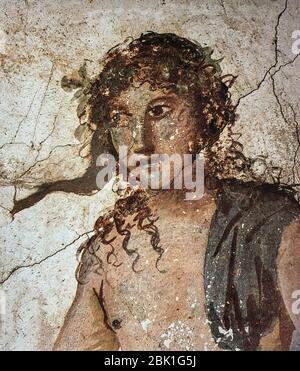 Haus des Fürsten von Neapel Pompeji Platte 165 Exedra Bacchus Nahaufnahme MH. Stockfoto