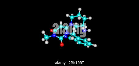 Logliptin ist ein oral verabreichtes Antidiabetikum in der DPP-4-Hemmerklasse, das den Blutzucker senkt. 3d-Darstellung Stockfoto