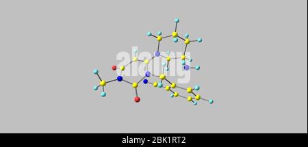 Logliptin ist ein oral verabreichtes Antidiabetikum in der DPP-4-Hemmerklasse, das den Blutzucker senkt. 3d-Darstellung Stockfoto