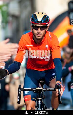 Bergamo-Como, Italien. 12. Okt 2019. bergamo-como, Italien, 12. Okt 2019, Antonio NIBALI (ITA) (Bahrain Merida) während - - Quelle: LM/Antonino Caldarella Quelle: Antonino Caldarella/LPS/ZUMA Wire/Alamy Live News Stockfoto