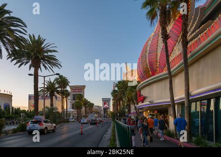 Blick auf Flamingo Hotel und Casino auf dem 'Strip' Las Vegas Boulevard, Las Vegas, Nevada, USA, Nordamerika Stockfoto