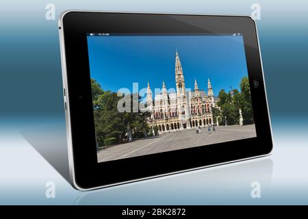 Das Rathaus wurde von 1872 bis 1883 erbaut, von dem Architekten Friedrich von Schmidt im Neugotischen Stil, Wien, Österreich, Europa Stockfoto