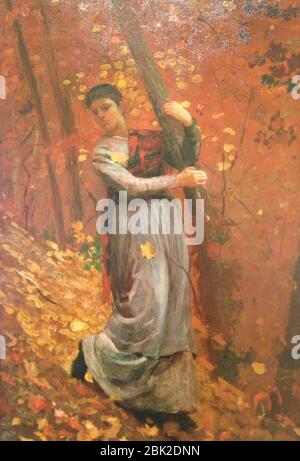 Winslow Homer - Frau im Herbstwald (ca. 1877). Stockfoto