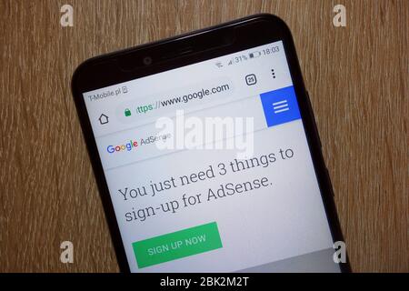 Google AdSense Website auf dem Smartphone angezeigt Stockfoto